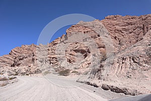 Famous and mythical route 40 in Argentina in one of its most dangerous sections, from Cachi to Cafayate.