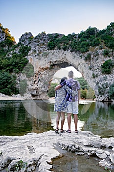 The famous natural bridge of Pont d'Arc in Ardeche department in France Ardeche