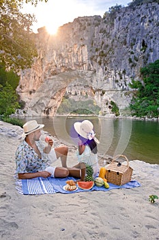 The famous natural bridge of Pont d& x27;Arc in Ardeche department in France Ardeche