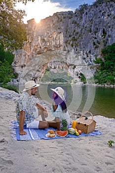 The famous natural bridge of Pont d& x27;Arc in Ardeche department in France Ardeche