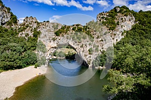 The famous natural bridge of Pont d'Arc in Ardeche department in France Ardeche