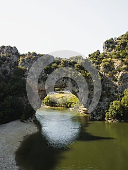 Famous natural bridge Pont d`Arc in southern France