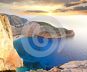 Famous Navagio Beach, Zakynthos, Greece photo