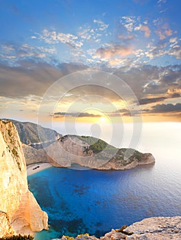 Famous Navagio Beach, Zakynthos, Greece photo