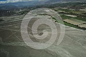 The famous Nazca Lines in Peru. From the air you can see many different kinds of figures.