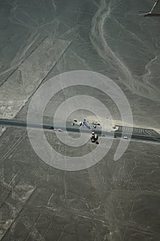 The famous Nazca Lines in Peru, here you can see the figure of a Iguana lizard, the hands and Arbol tree.