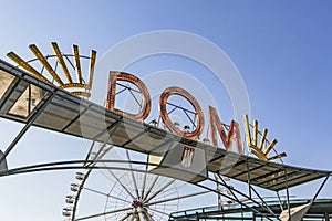 Famous neon sign Dom in Hamburg