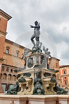 Famous Neptune fountain in Bologna, Italy photo