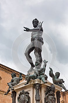 Famous Neptune fountain in Bologna, Italy photo