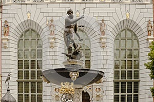 Famous Neptune fountain at Dlugi Targ square - Gdansk, Poland.