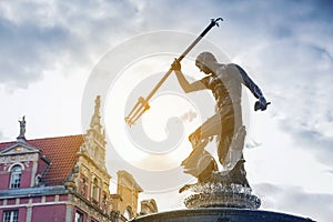 Famous Neptune fountain in Gdansk