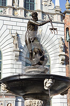 Famous Neptune fountain in Gdansk, Poland, made in 1633