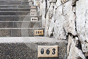 Famous numbered stairs of Las Penas, Guayaquil, Ecuador photo