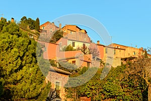 Famous ochre colored houses of Roussillon village