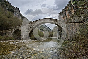 Famous old arch bridge in Zagoria, Greece