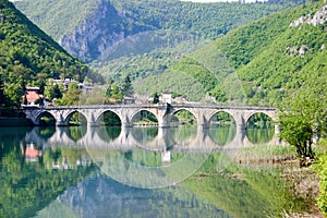 Famous old bridge on drina river photo