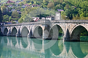 Famous old bridge on drina river