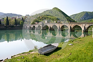 Famous old bridge on drina river photo