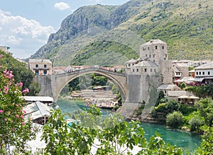 The famous Old Bridge Stari Most in Mostar city, Bosnia and Herzegovina.