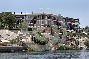 The famous Old Cataract Hotel which overlooks the River Nile at Aswan in Egypt.
