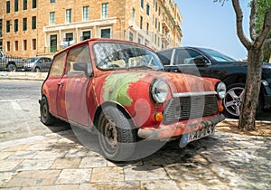 Famous Old Classic Red Mini Cooper