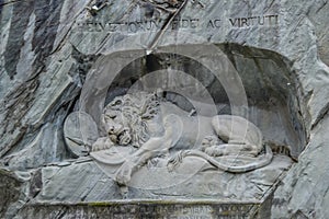 Famous and old dying lion monument in Lucerne or Luzern in Switzerland