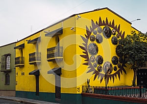 Famous old house in the center of Metepec, State of Mexico, with clay soles that characterize it photo