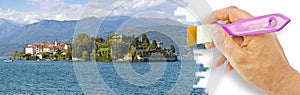 The famous old Isola Bella in the Lake Maggiore with the Borromeo Palace, one of the most famous small italian island Italy -