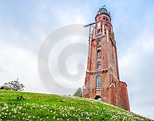 Famous old lighthouse in Havenwelten in hanseatic city Bremerhaven, Germany