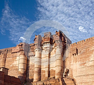 Famous old Mehrangarh or Mehran Fort in Jodhpur, Rajasthan, India