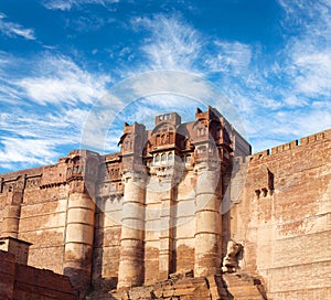 Famous old Mehrangarh or Mehran Fort in Jodhpur, Rajasthan, India