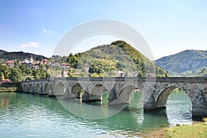 Famous old stone bridge in Visegrad