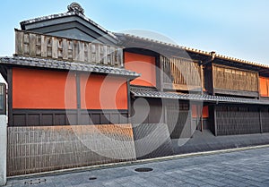 Famous old teahouse Ichiriki Chaya in the Gion district of Kyoto, Japan