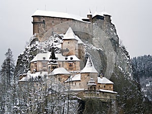 Famous Orava Castle in winter