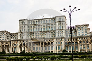 Famous Palace of the Parliament Palatul Parlamentului in Bucharest, capital of Romania