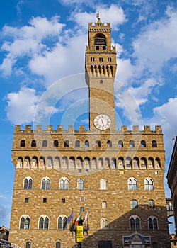 Famous Palazzo Vecchio in Florence - the Vecchio Palace in the historic city center - FLORENCE / ITALY - SEPTEMBER 12