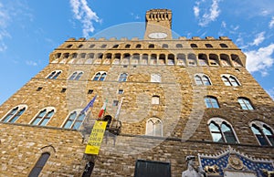 Famous Palazzo Vecchio in Florence - the Vecchio Palace in the historic city center - FLORENCE / ITALY - SEPTEMBER 12