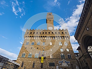 Famous Palazzo Vecchio in Florence - the Vecchio Palace in the historic city center - FLORENCE / ITALY - SEPTEMBER 12