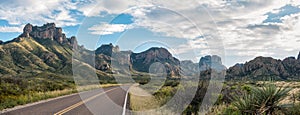 Famous panoramic view of the Chisos mountains in Big Bend NP