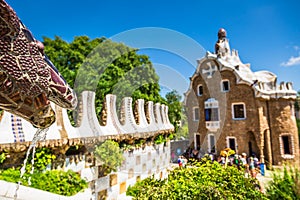 The famous park Guell in Barcelona, Spain