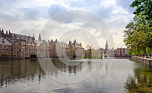 Famous parliament building complex Binnenhof in The Hague.