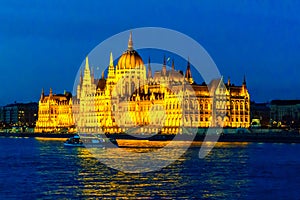 Famous parliament at night blue hour