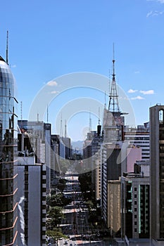 Famous Paulista Avenue, in the heart of the largest city in South America, Sao Paulo