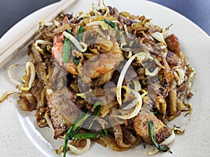 Famous Penang Char Kuey Teow with prawns photo