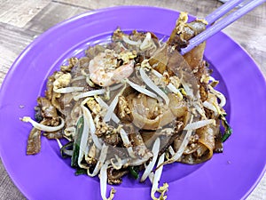 Famous Penang Char Kuey Teow with prawns photo