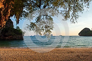 Famous Phranang cave at Raylay Railay Beach Krabi Thailand