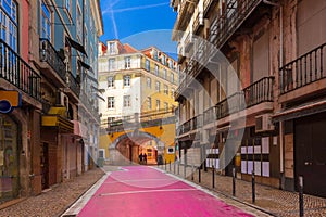 The famous Pink street in Lisbon, Portugal