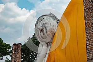 Famous place in Thailand Khuninthapramun temple , large reclining Buddha statue