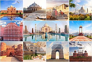 Famous places of India in the collage of photos