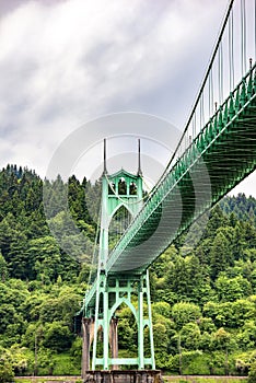 Famous popular truss gothic bridge across the Willamette River in Portland Oregon